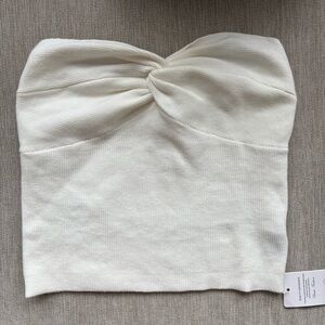 brand new! ivory white knit twist front cropped tube top